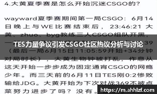 TES力量争议引发CSGO社区热议分析与讨论
