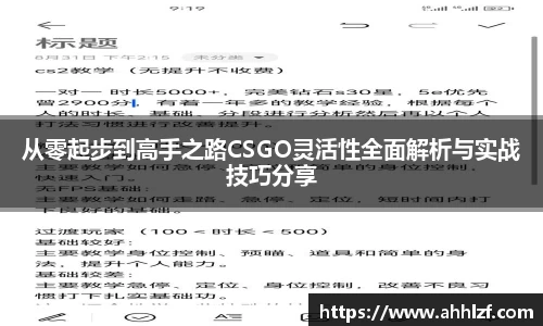 从零起步到高手之路CSGO灵活性全面解析与实战技巧分享